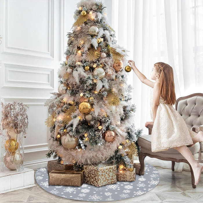 Christmas Decorations Snowflake Tree Skirt Christmas Tree Accessories Decoration, Snowflake Tree ...
