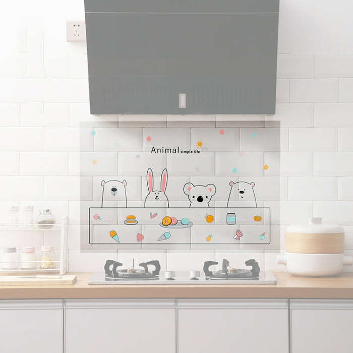 5 PCS Kitchen Cabinet Stove Range Hood Oil-Proof Self-Adhesive Sticker, Transparent Type, Aluminu...