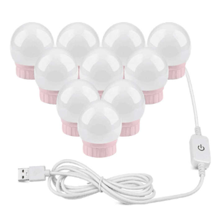Mirror Front Light Dimmable Makeup Mirror USB Touch Control Light, 2 LEDs, 6  LEDs, 10  LEDs, 14 ...