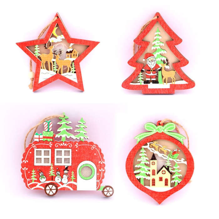 Christmas Decorations Christmas Tree Luminous Pendant, Christmas Tree, Christmas Balls, Car, CarF...