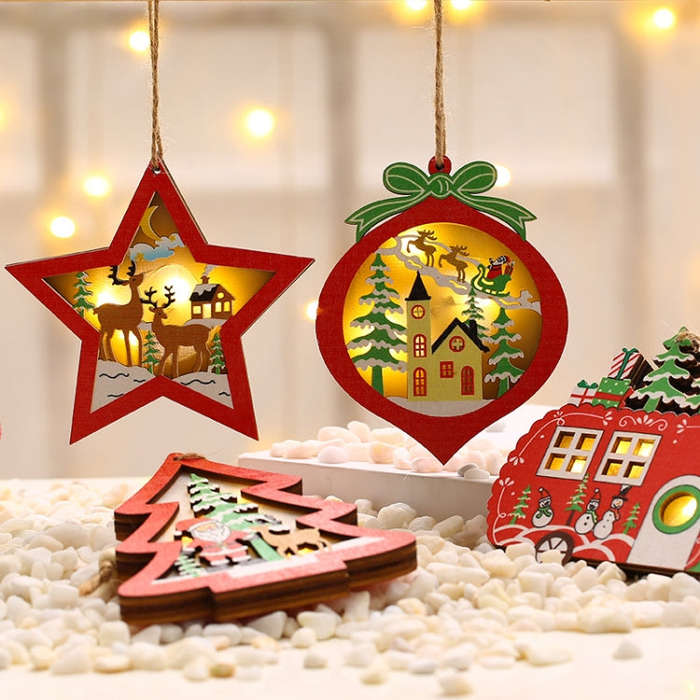 Christmas Decorations Christmas Tree Luminous Pendant, Christmas Tree, Christmas Balls, Car, CarF...