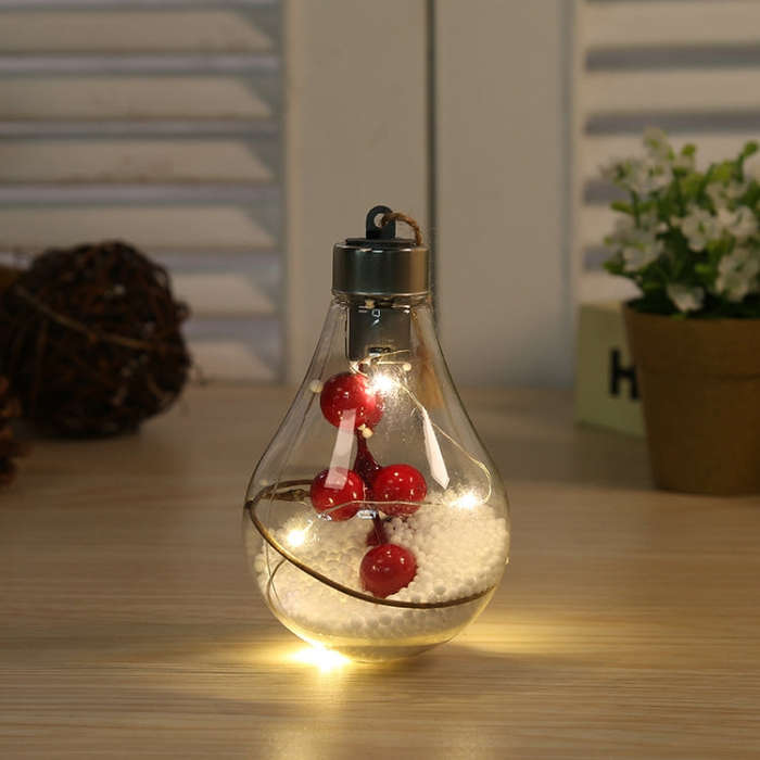 2 PCS LED Transparent Christmas Plastic Bulb Ball Christmas Tree Decoration Pendant, Style 1, Sty...