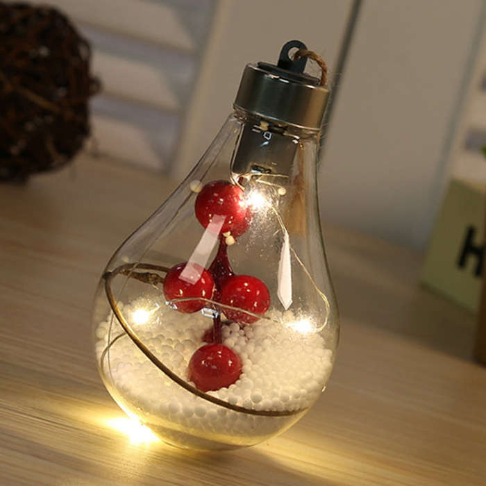 2 PCS LED Transparent Christmas Plastic Bulb Ball Christmas Tree Decoration Pendant, Style 1, Sty...