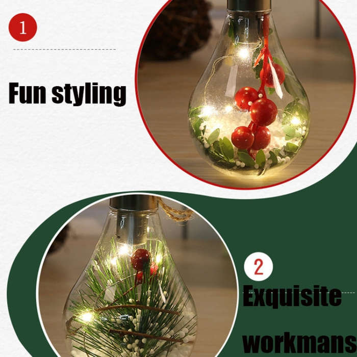 2 PCS LED Transparent Christmas Plastic Bulb Ball Christmas Tree Decoration Pendant, Style 1, Sty...