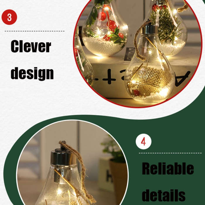 2 PCS LED Transparent Christmas Plastic Bulb Ball Christmas Tree Decoration Pendant, Style 1, Sty...