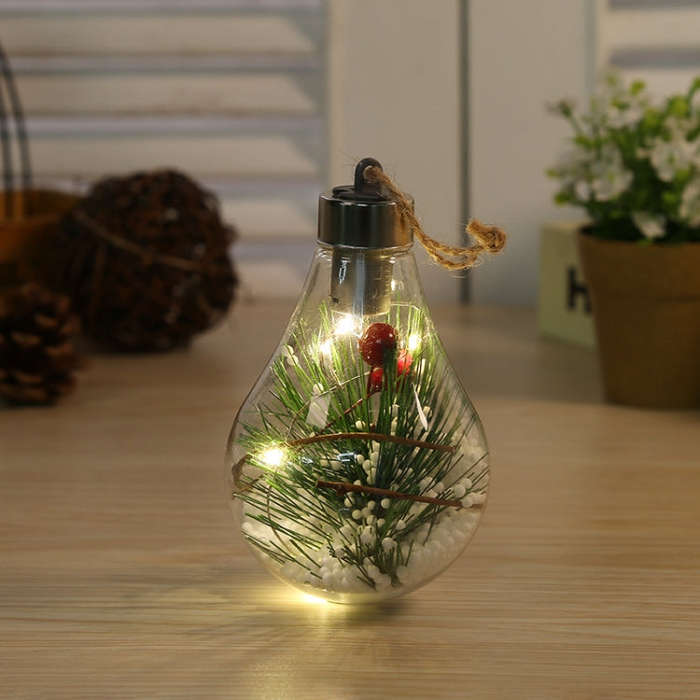 2 PCS LED Transparent Christmas Plastic Bulb Ball Christmas Tree Decoration Pendant, Style 1, Sty...