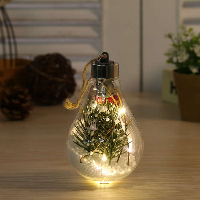 2 PCS LED Transparent Christmas Plastic Bulb Ball Christmas Tree Decoration Pendant, Style 1, Sty...