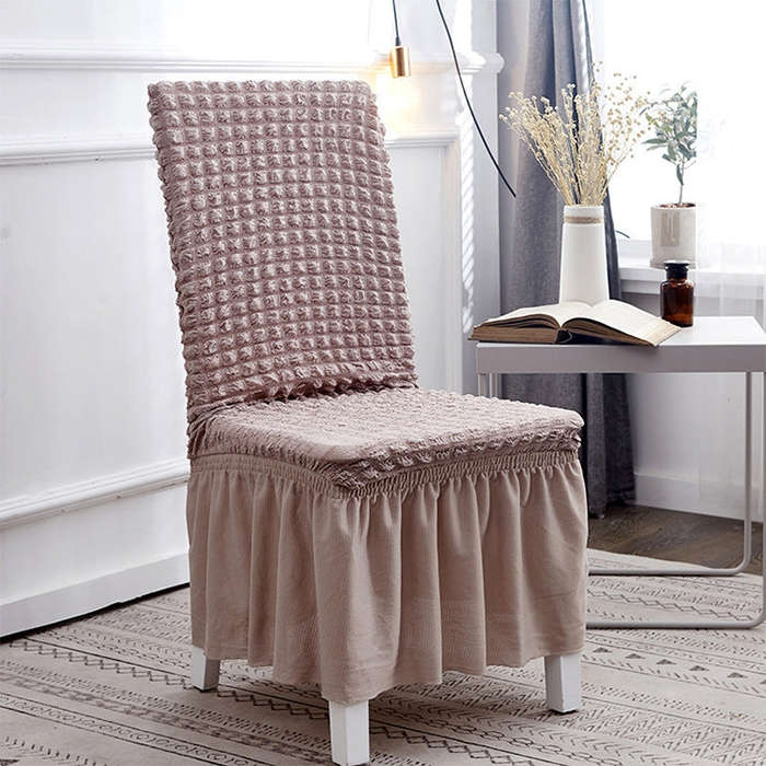 Bubble Skirt Chair Cover Household Elastic Universal One-piece  Seat Stool Cover Fabric Grid Chai...
