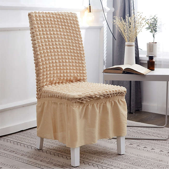 Bubble Skirt Chair Cover Household Elastic Universal One-piece  Seat Stool Cover Fabric Grid Chai...