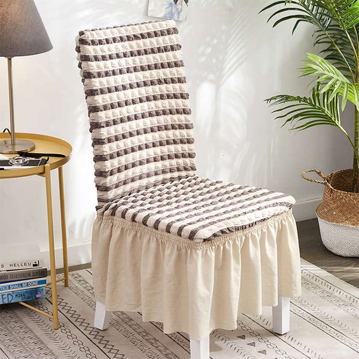 Bubble Skirt Chair Cover Household Elastic Universal One-piece  Seat Stool Cover Fabric Grid Chai...