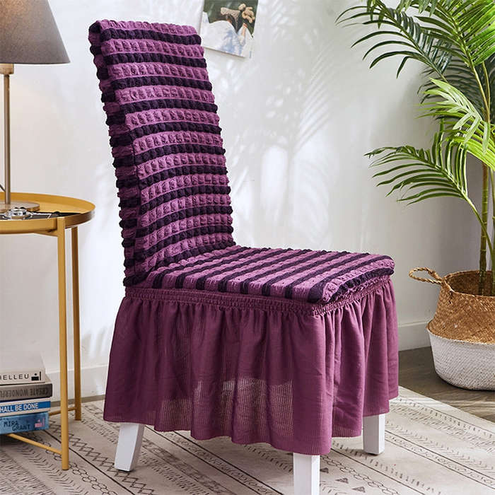 Bubble Skirt Chair Cover Household Elastic Universal One-piece  Seat Stool Cover Fabric Grid Chai...