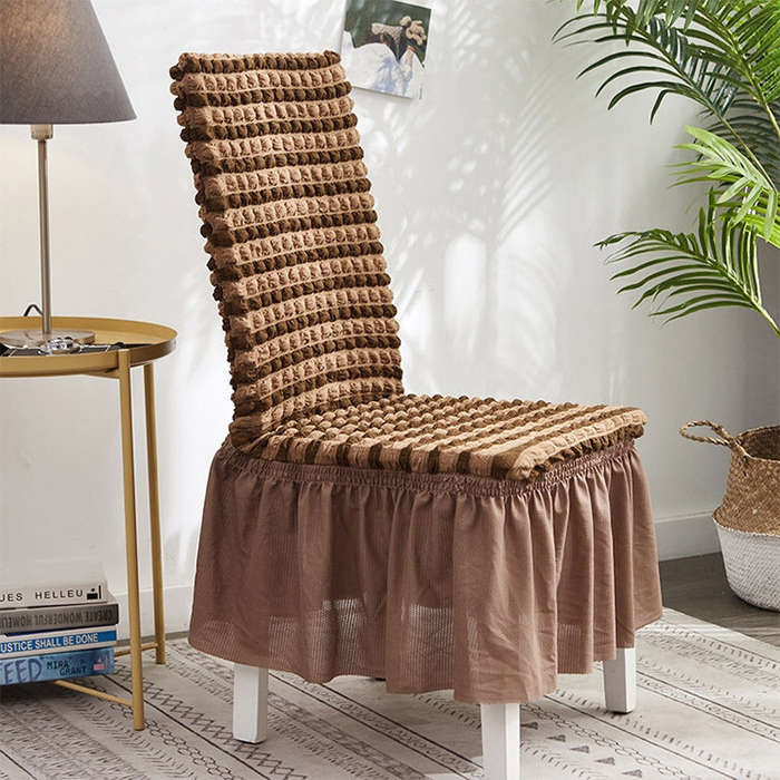 Bubble Skirt Chair Cover Household Elastic Universal One-piece  Seat Stool Cover Fabric Grid Chai...