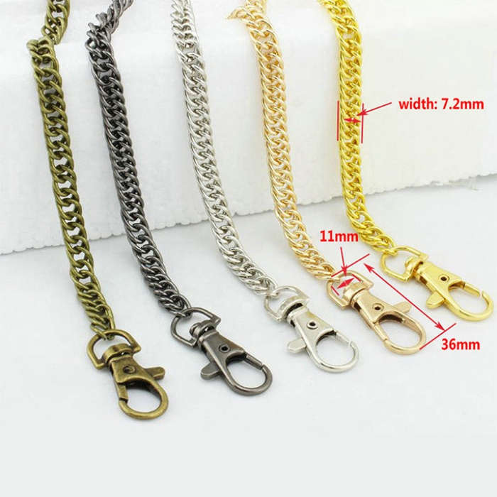 10 PCS Metal Chain Shoulder Bags Handbag Buckle Handle DIY Double Woven Iron Chain Belt, 40cm, 60cm