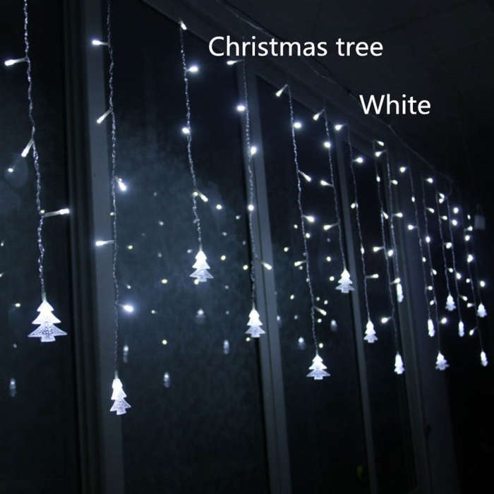 3.5M 96 Leds Curtain Christmas Tree Icicle String Lights Fairy Lights Christmas New Year Lights W...