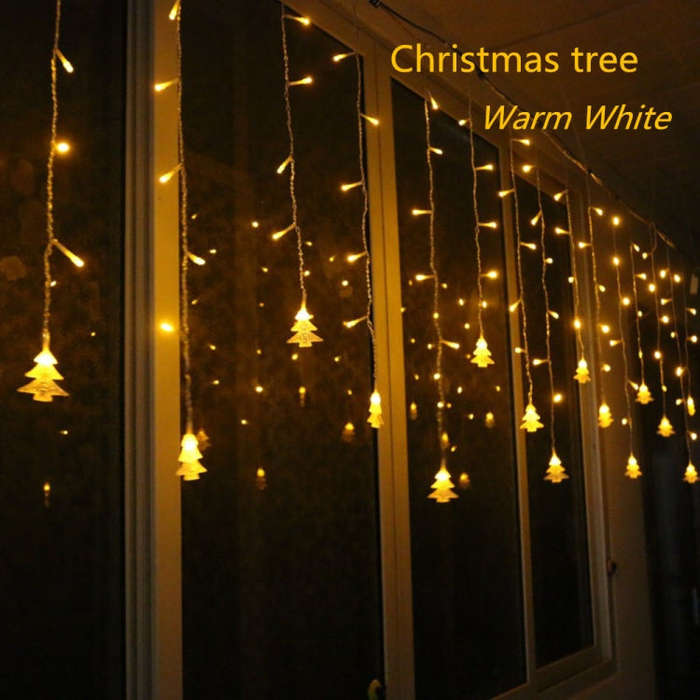 3.5M 96 Leds Curtain Christmas Tree Icicle String Lights Fairy Lights Christmas New Year Lights W...