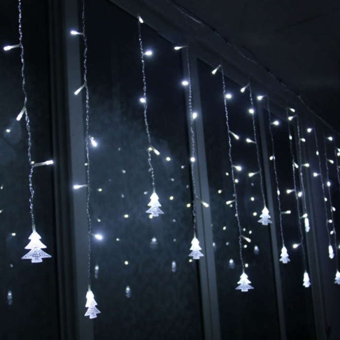 3.5M 96 Leds Curtain Christmas Tree Icicle String Lights Fairy Lights Christmas New Year Lights W...