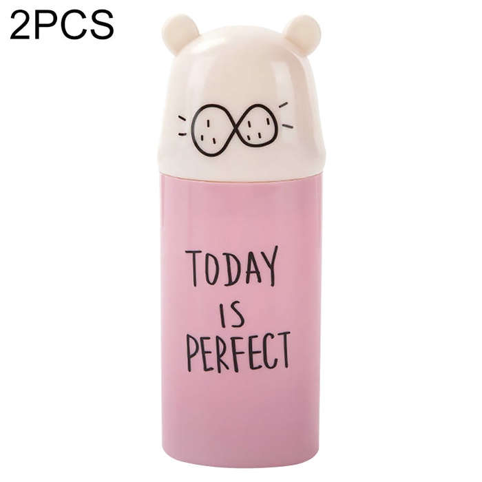 2 PCS Cartoon Protable Travel Home Bathroom Toothbrush Case Storage Box Mouth Cup