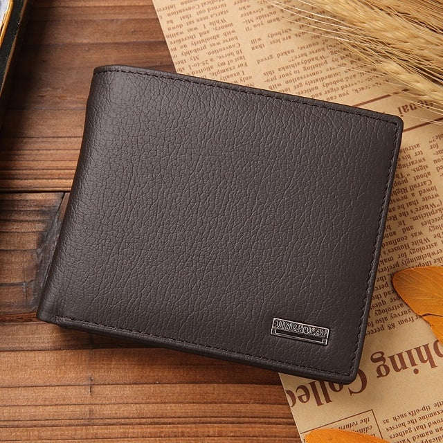 Genuine Leather Wallet Fashion Short Bifold Men Wallet Casual Soild Men Wallets With Coin Pocket ...