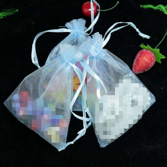100 PCS Organza Gift Bags Jewelry Packaging Bag Wedding Party Decoration, Size: 7x9cm, D11 Orange...