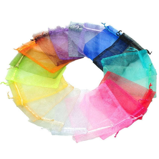 100 PCS Organza Gift Bags Jewelry Packaging Bag Wedding Party Decoration, Size: 7x9cm, D11 Orange...