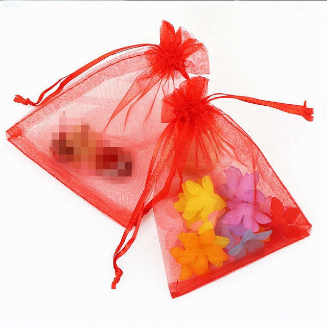 100 PCS Organza Gift Bags Jewelry Packaging Bag Wedding Party Decoration, Size: 7x9cm, D11 Orange...