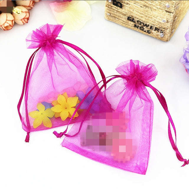 100 PCS Organza Gift Bags Jewelry Packaging Bag Wedding Party Decoration, Size: 7x9cm, D11 Orange...