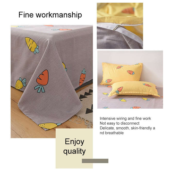 Simple Cotton Grinding Bed Four-Piece Duvet Cover Sheet Pillowcase, 150x200cm, 180x220cm, 200x230cm