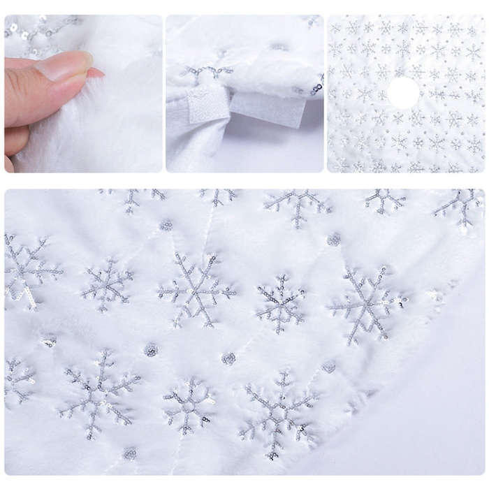 Christmas Tree Plush Sequin Embroidered Bottom Decorative Skirt, 90cm, 120cm