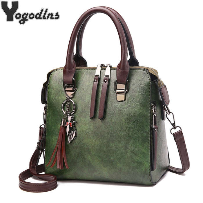 Vintage PU Leather Ladies HandBags Women Messenger Bags Totes Tassel Designer Crossbody Shoulder ...