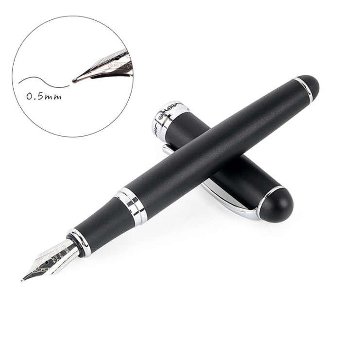 X750 Stationery Stainless Steel Fountain Pen Medium Nib Ink Pens School Oiifice Gift, 0.5mm, 1.1mm