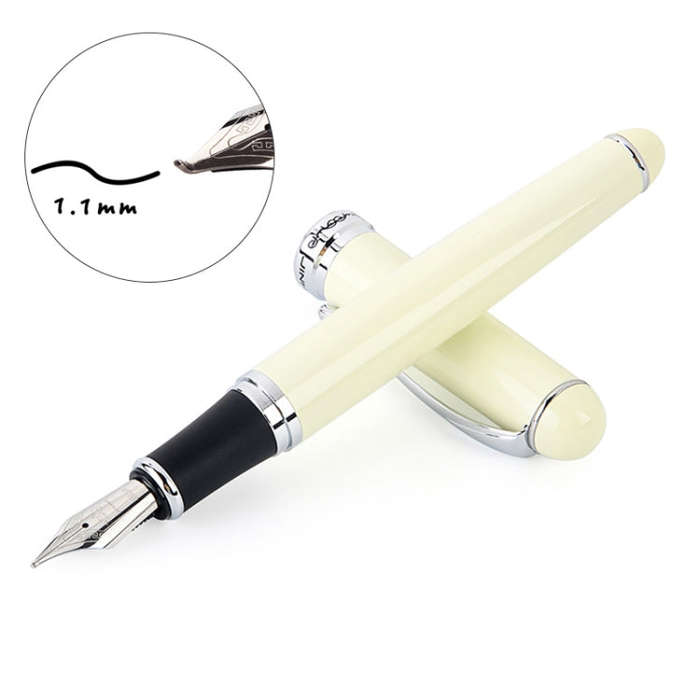X750 Stationery Stainless Steel Fountain Pen Medium Nib Ink Pens School Oiifice Gift, 0.5mm, 1.1mm