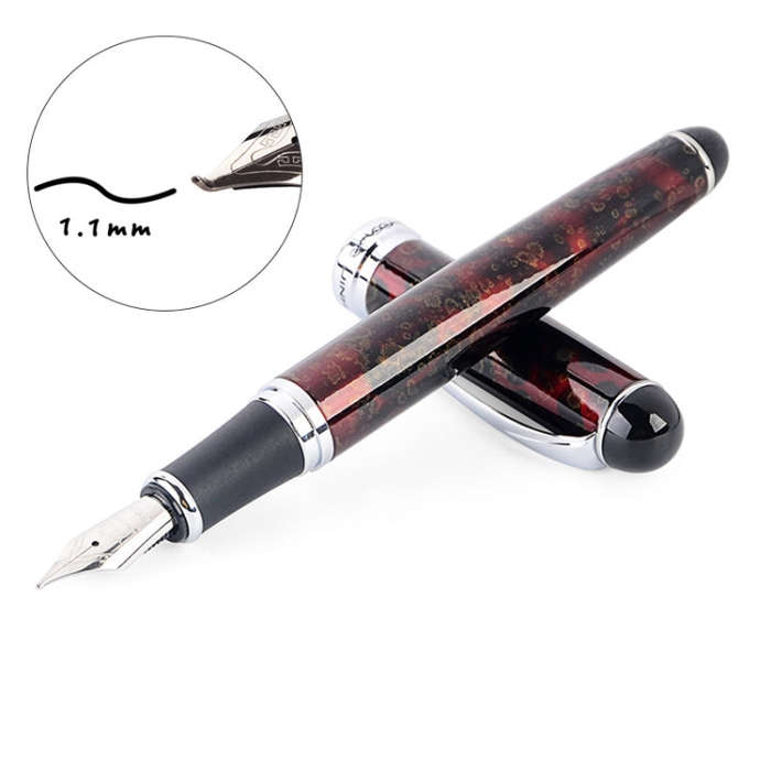 X750 Stationery Stainless Steel Fountain Pen Medium Nib Ink Pens School Oiifice Gift, 0.5mm, 1.1mm