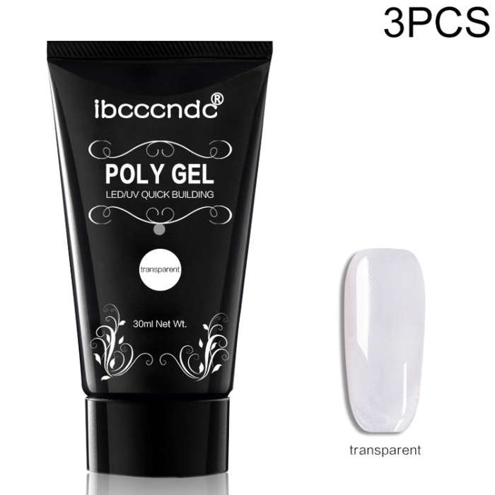 3 PCS Nail Acrylic Poly Gel Pink White Clear Crystal Builder Gel, Coffee, Jelly Red, Pink, Skin C...