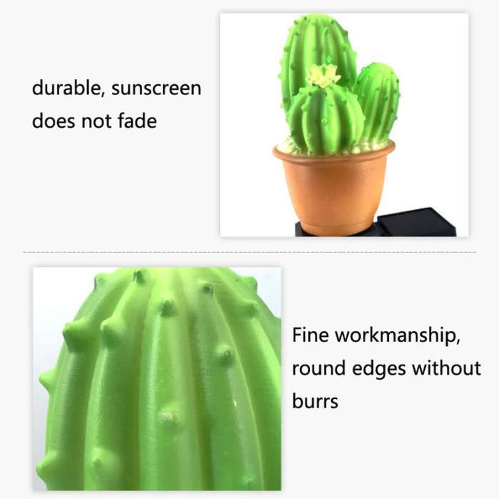 Solar Outdoor Simulation Potted Plants Landscape Lamp LED Courtyard Lawn Light, Three Head Cactus...
