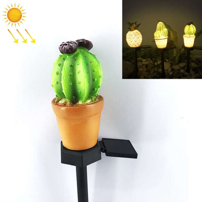 Solar Outdoor Simulation Potted Plants Landscape Lamp LED Courtyard Lawn Light, Three Head Cactus...