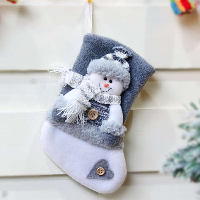 Christmas Decorations Thick Flannel Christmas Socks Gift Bag, Elderly, Snowman, Elk