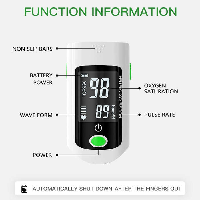 X1805 Oxygen Saturation Detector Medical Monitoring Heart Rate Finger Clip Oximeter, Green, Black...