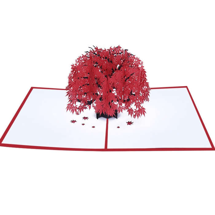 Three-Dimensional Maple Tree Greeting Card Birthday Greeting Card Red Maple Leaf 3d Card, Maple T...