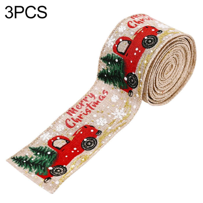 Christmas Decorations Car Printing Ribbon Christmas Tree Decoration Ribbon Colorful Bar, Red, Hem...