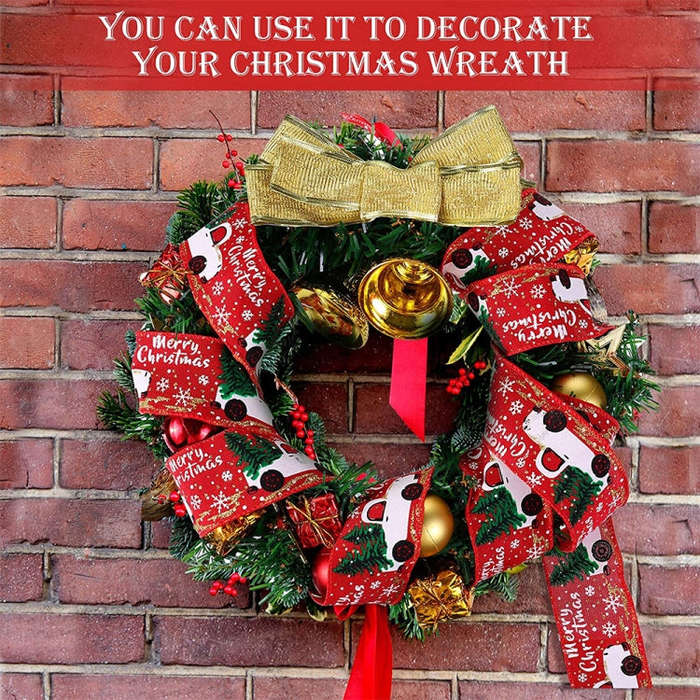 Christmas Decorations Car Printing Ribbon Christmas Tree Decoration Ribbon Colorful Bar, Red, Hem...