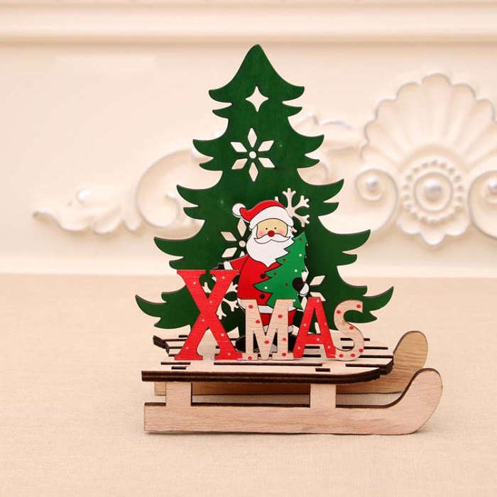 Christmas Decorations Christmas Painted Wooden Assembly DIY Sleigh Car Decoration Jigsaw Puzzle G...