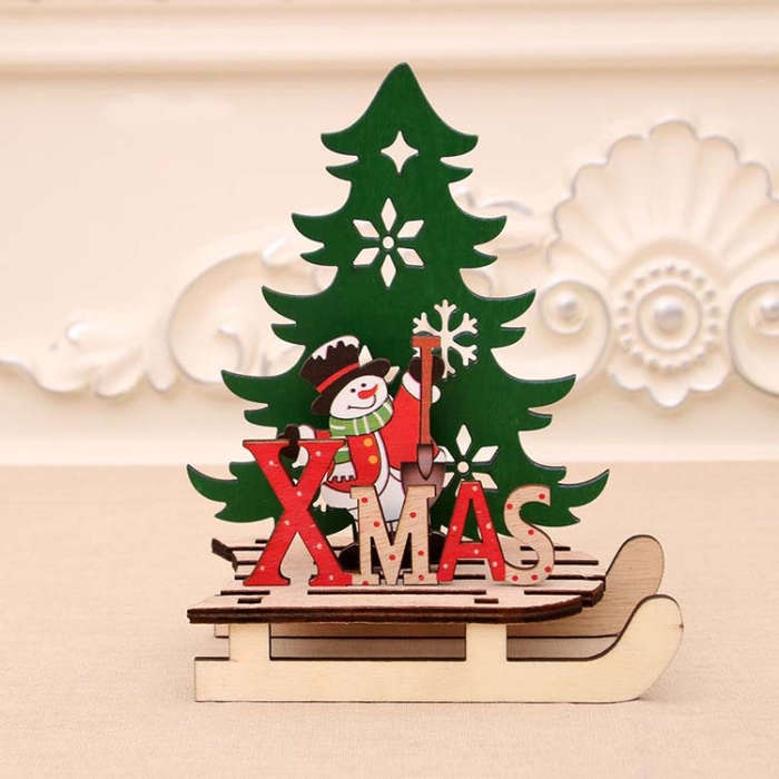 Christmas Decorations Christmas Painted Wooden Assembly DIY Sleigh Car Decoration Jigsaw Puzzle G...