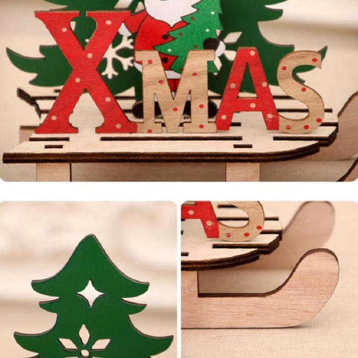 Christmas Decorations Christmas Painted Wooden Assembly DIY Sleigh Car Decoration Jigsaw Puzzle G...