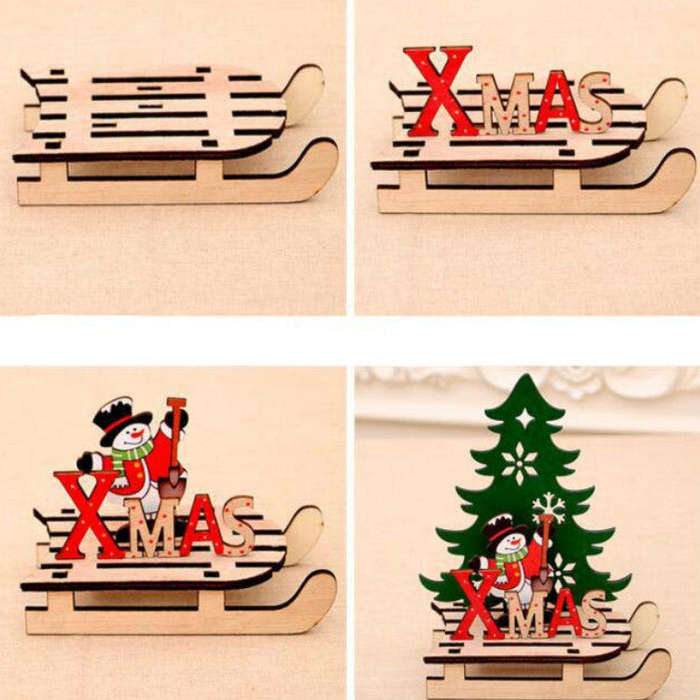 Christmas Decorations Christmas Painted Wooden Assembly DIY Sleigh Car Decoration Jigsaw Puzzle G...