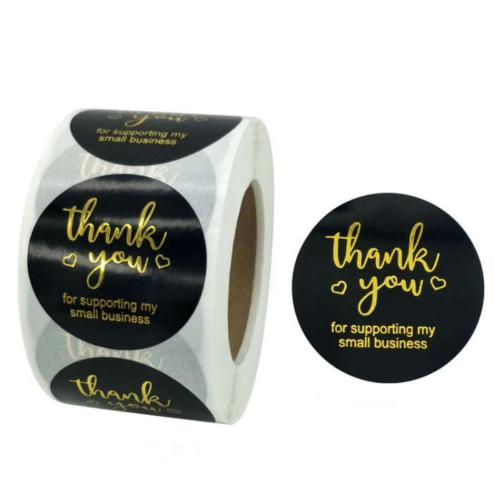 2 PCS Roll Dyeing Hot Stamping Thank You Sticker Label, 3.8cm / 1.5inch