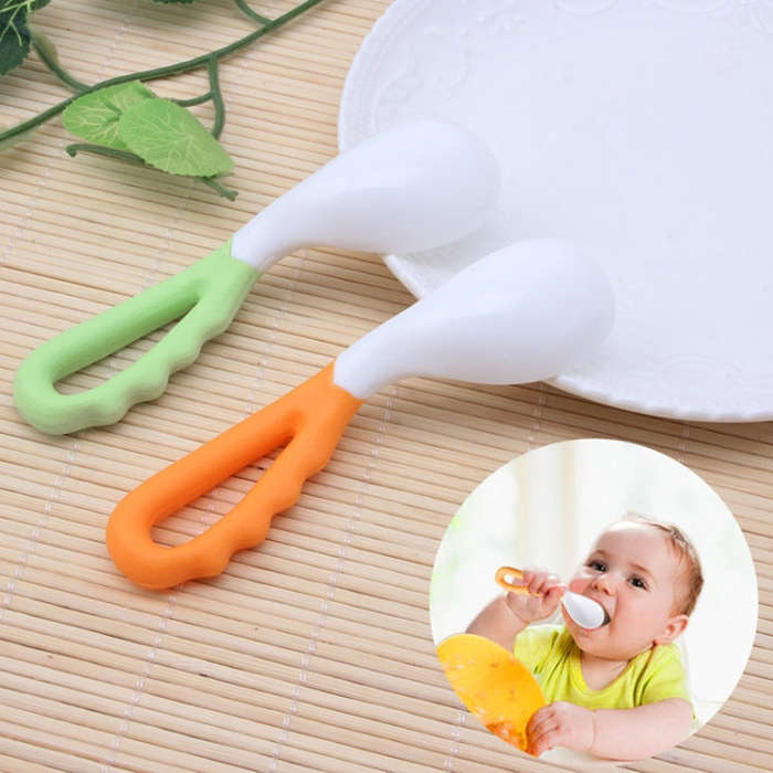 2 PCS Baby Curved Spoon Eat Spoon Baby Pacifier Feeding Spoon Solid Supplies Curved Spoon Childre...