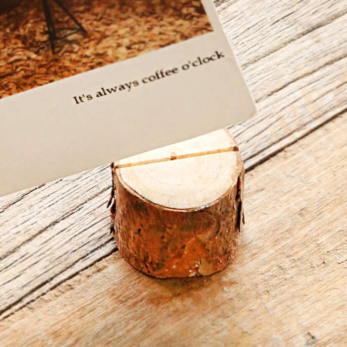 Wooden Stump Shape Wedding Party Reception Place Card Holder Stand Number Name Table Menu Picture...