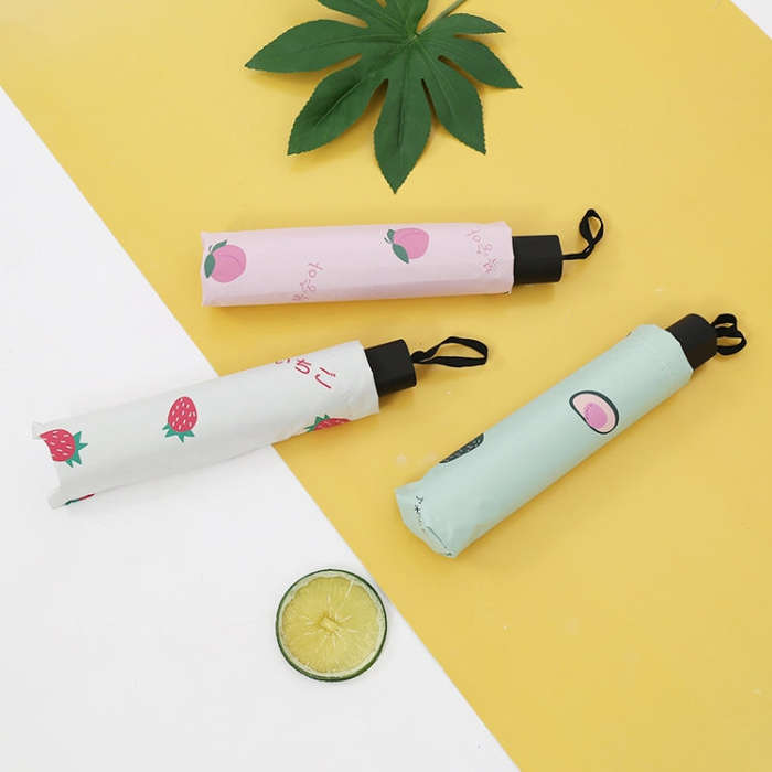Small Fresh Sun Umbrella Female Sun Umbrella Student Vinyl Three-Fold Simple Dual-Use Sun Umbrell...