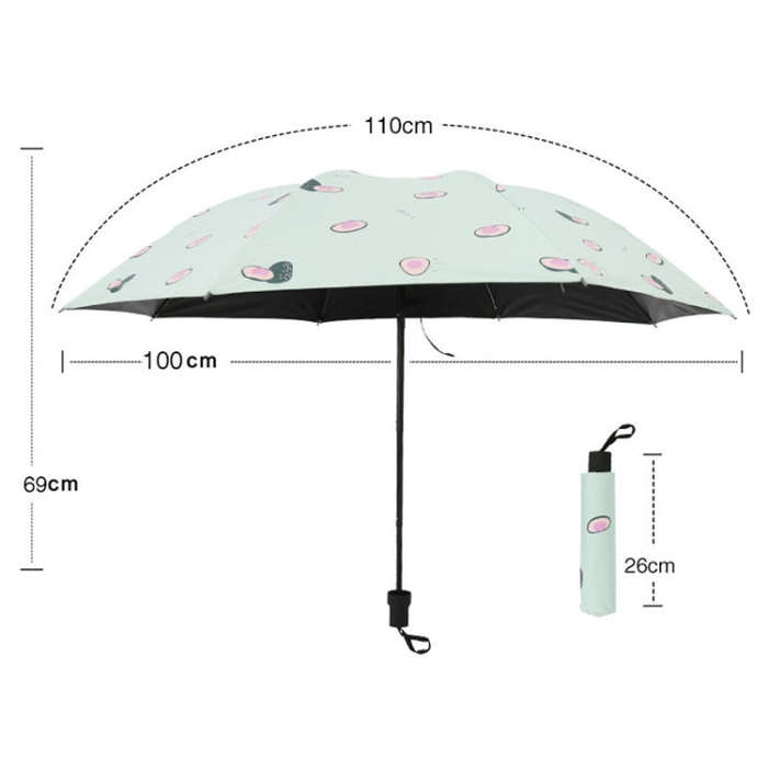 Small Fresh Sun Umbrella Female Sun Umbrella Student Vinyl Three-Fold Simple Dual-Use Sun Umbrell...