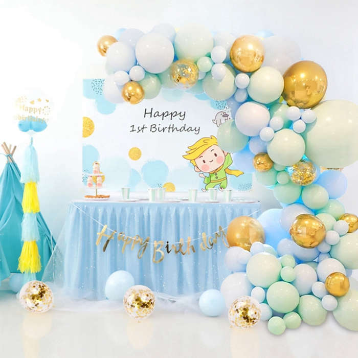 Macaron Green And Blue Balloon Chain Package Birthday Wedding Party Background Wall Decoration Ba...